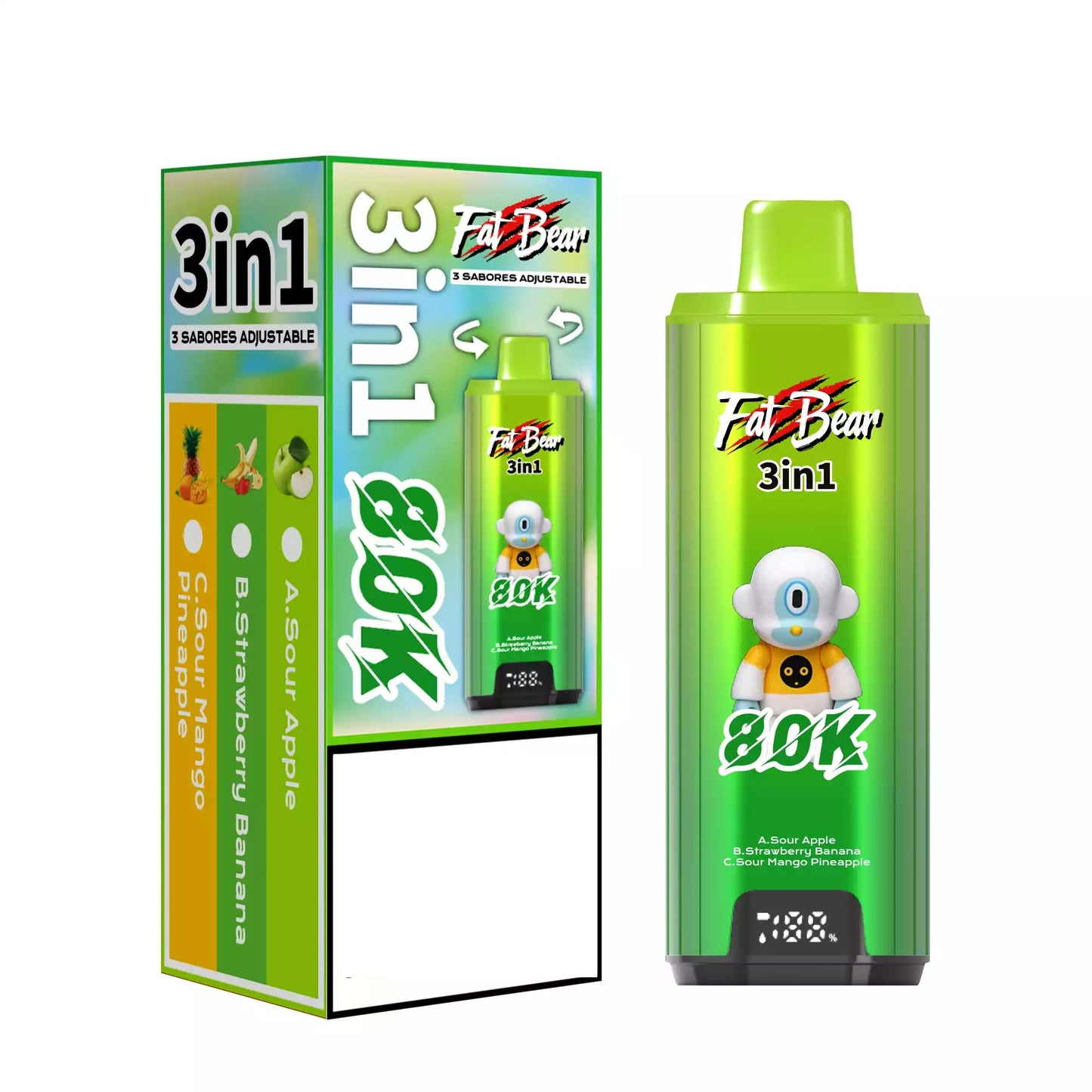 AIVONO AIM FAT BEAR 80000 PUFFS Triple Tastes Bulk Buy Rechargeable 80K Disposable Vapes Wholesale
