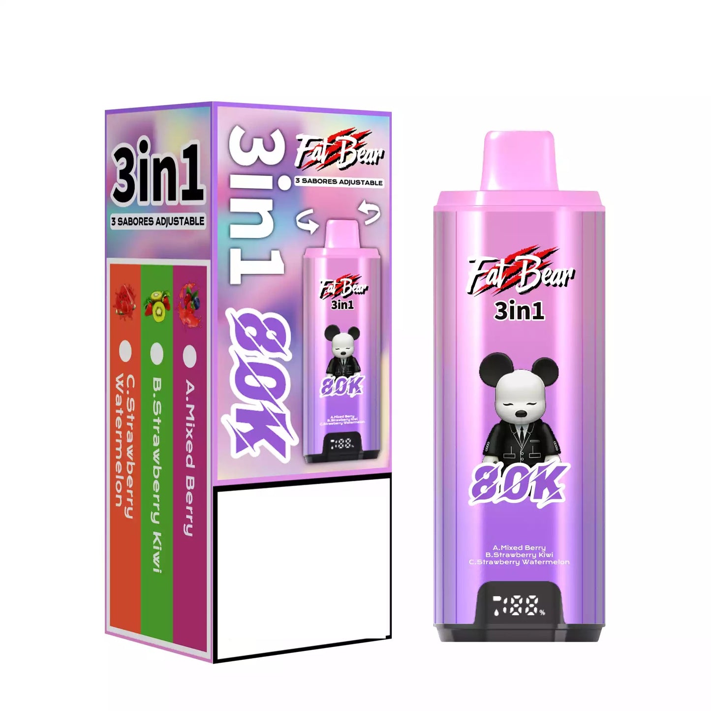 AIVONO AIM FAT BEAR 80000 PUFFS Triple Tastes Bulk Buy Rechargeable 80K Disposable Vapes Wholesale