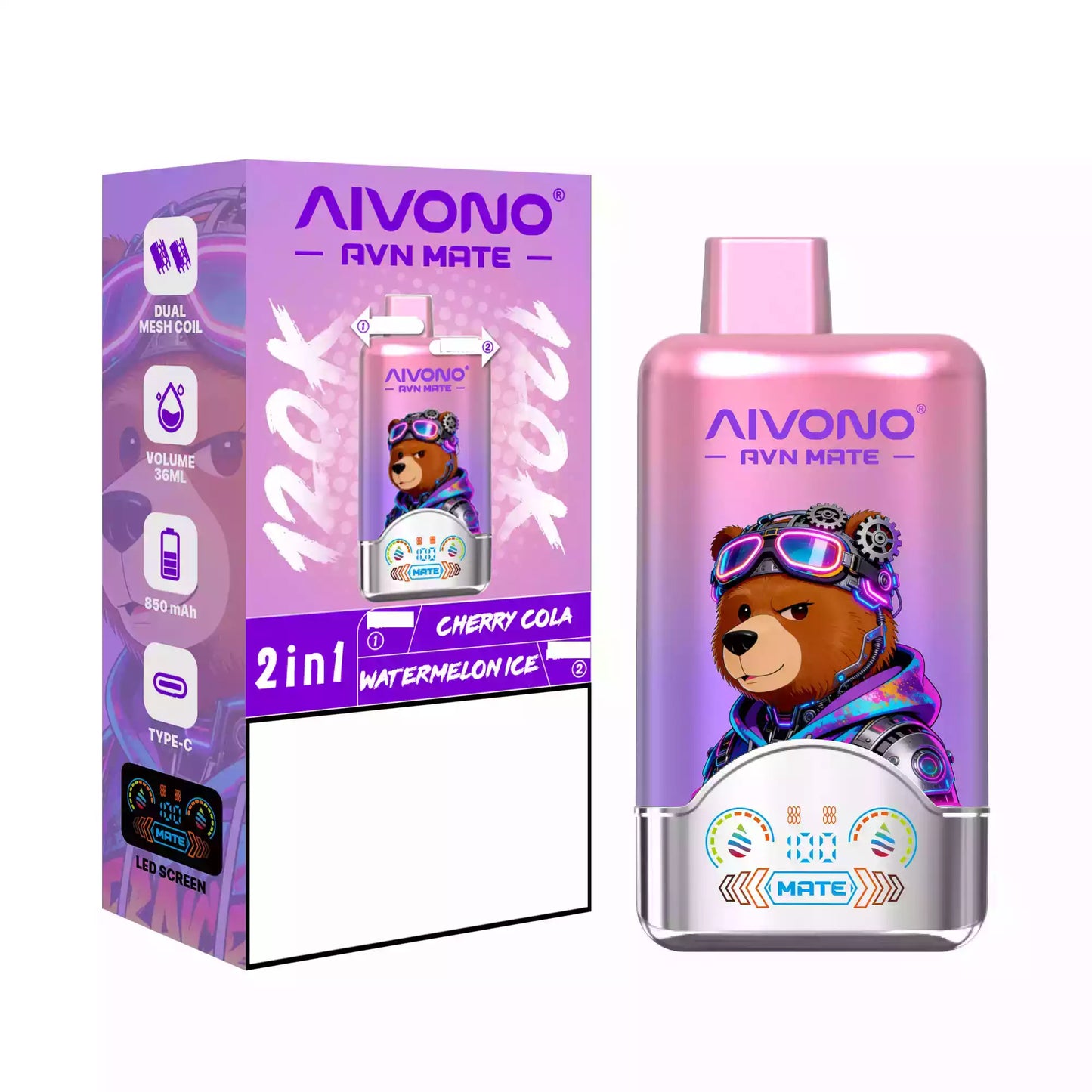 AIVONO AVN MATE 120000 Puffs Disposable Vapes 2 In 1 Taste Wholesale Bulk Buy 120K Smart Screen