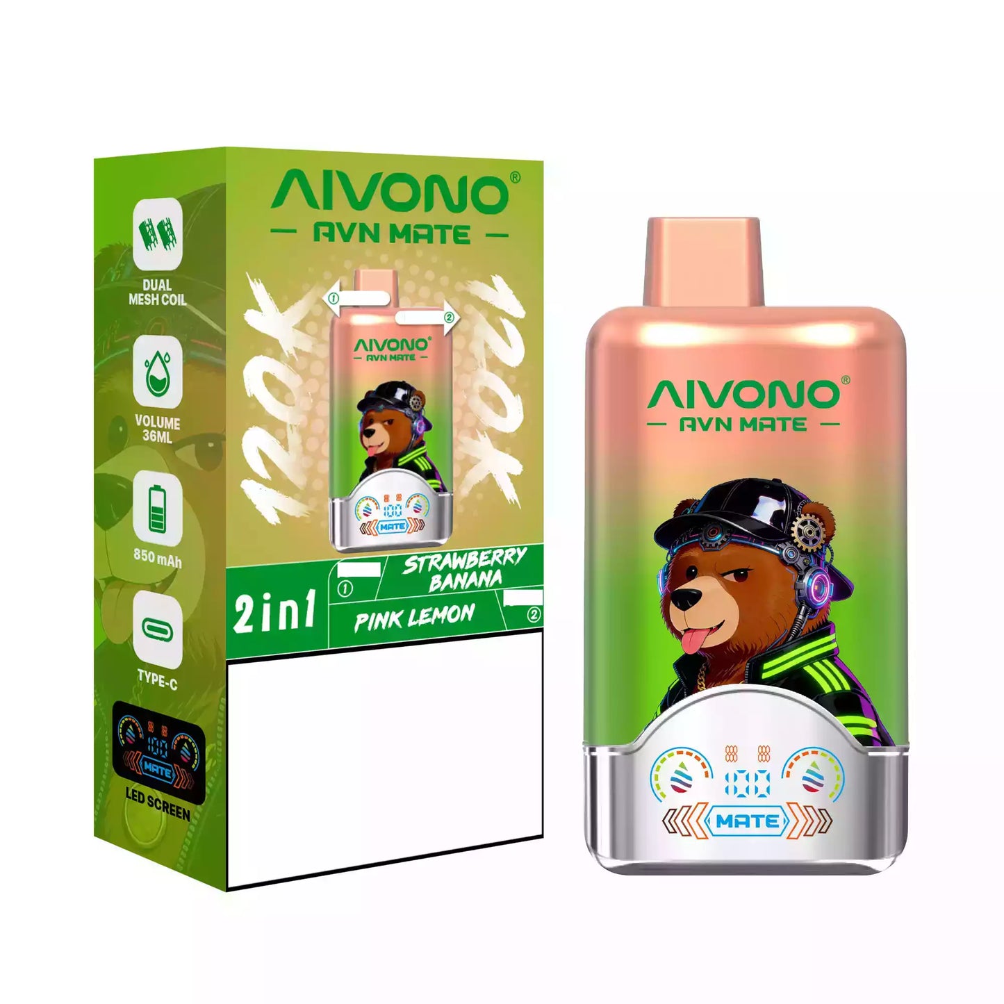 AIVONO AVN MATE 120000 Puffs Disposable Vapes 2 In 1 Taste Wholesale Bulk Buy 120K Smart Screen