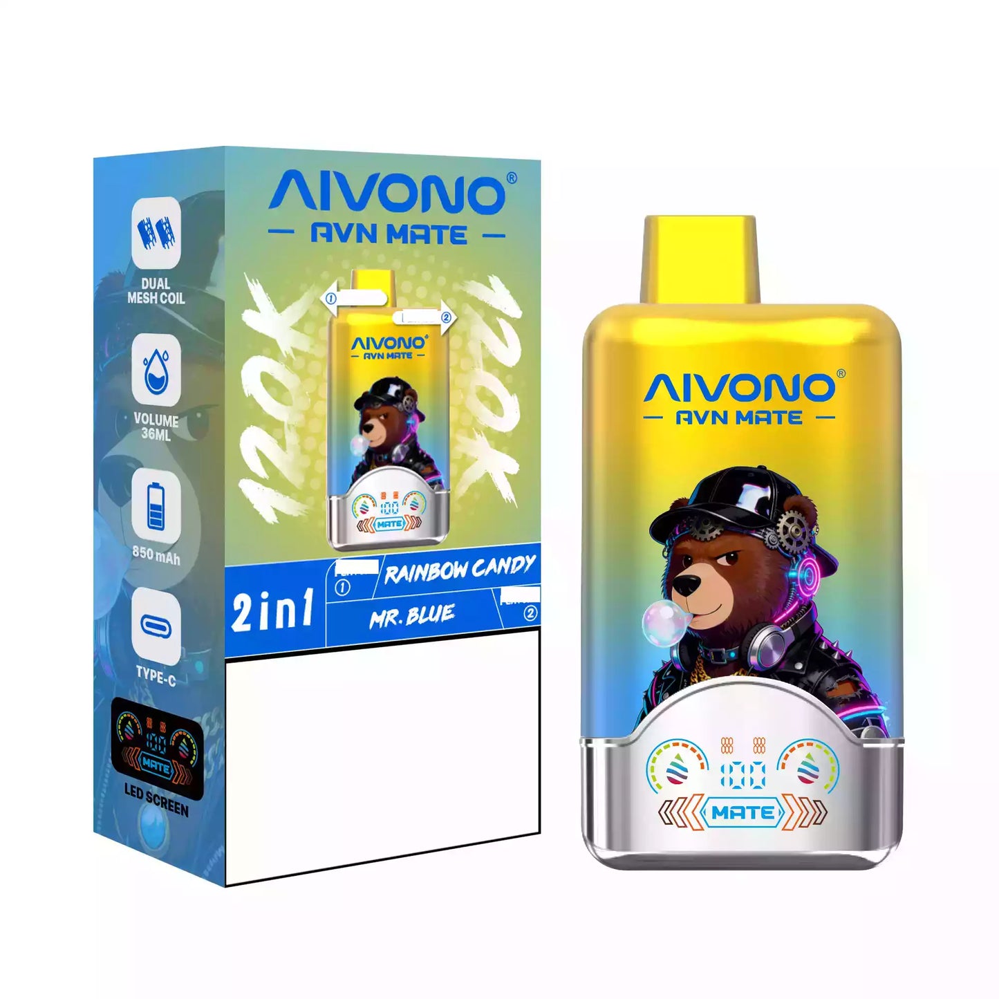 AIVONO AVN MATE 120000 Puffs Disposable Vapes 2 In 1 Taste Wholesale Bulk Buy 120K Smart Screen