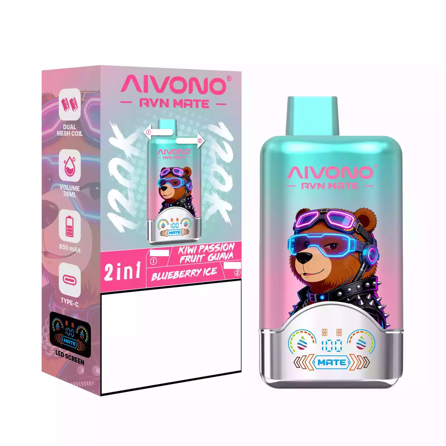AIVONO AVN MATE 120000 Puffs Disposable Vapes 2 In 1 Taste Wholesale Bulk Buy 120K Smart Screen