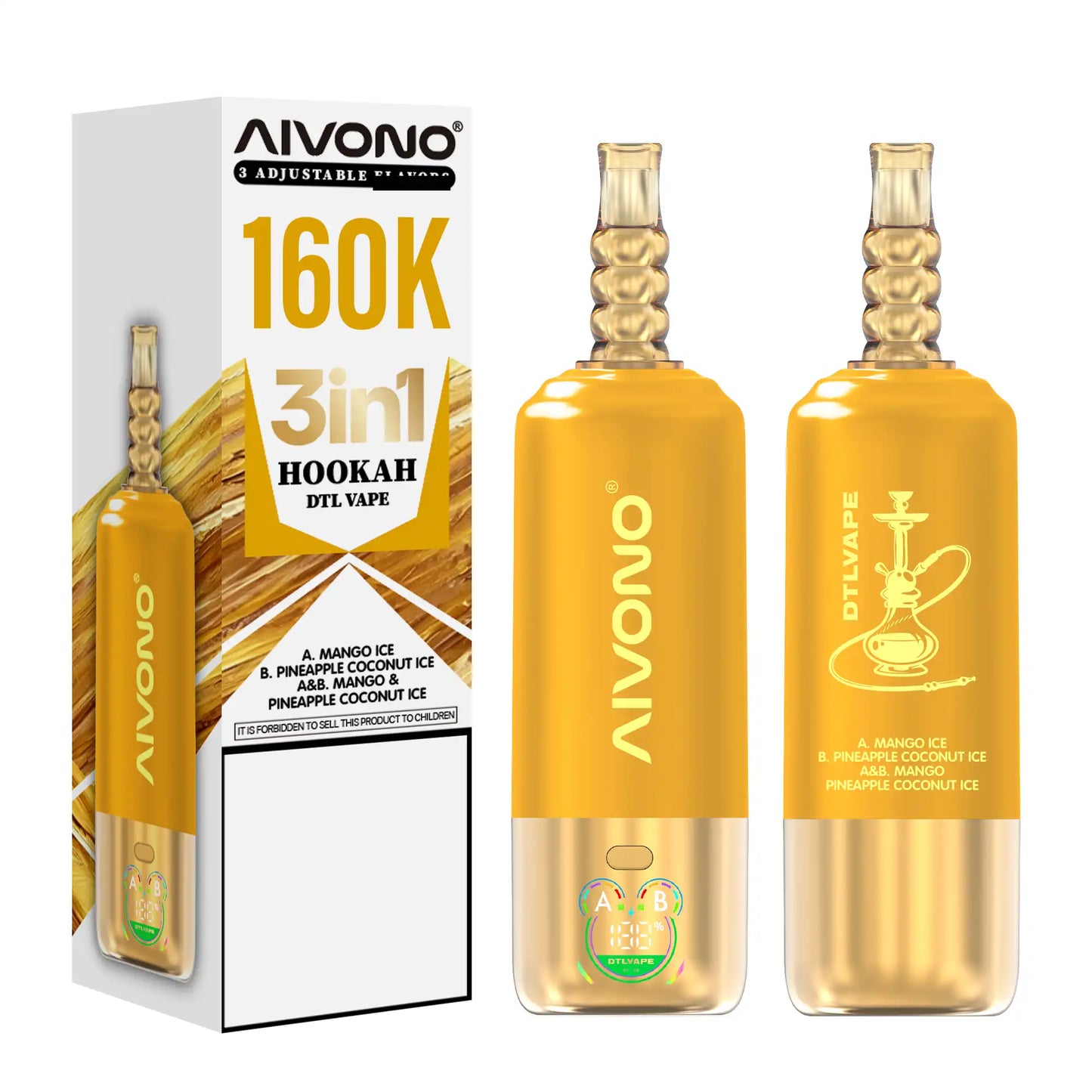 AIVONO DTLVAPE 3 In 1 160K Triple Taste DTL Shisha Hookah 160000 Puffs Disposable Vapes Wholesale Bulk Buy