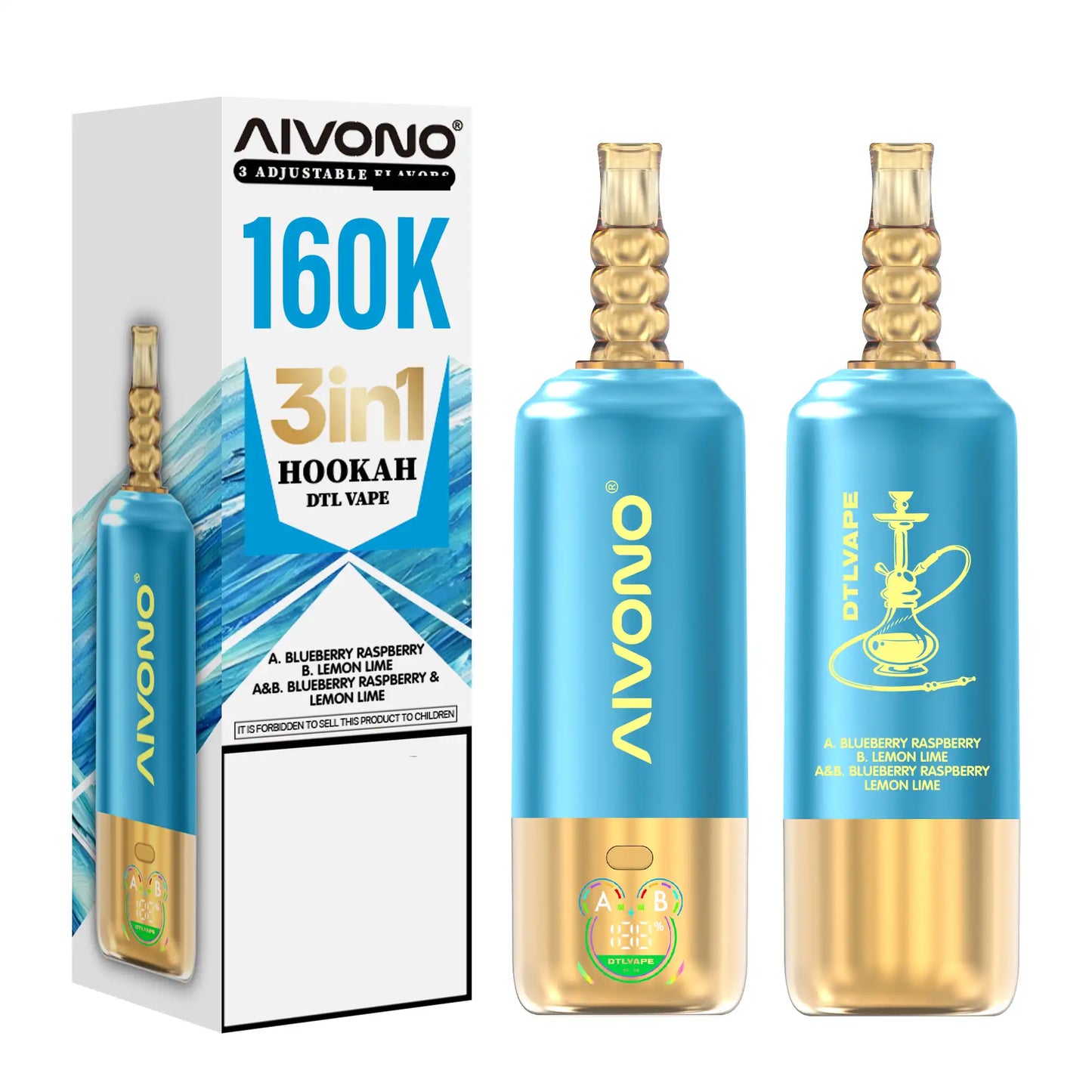AIVONO DTLVAPE 3 In 1 160K Triple Taste DTL Shisha Hookah 160000 Puffs Disposable Vapes Wholesale Bulk Buy