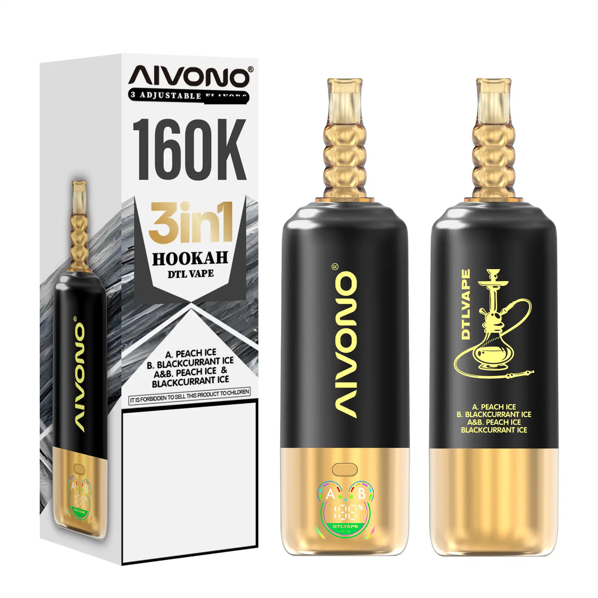 AIVONO DTLVAPE 3 In 1 160K Triple Taste DTL Shisha Hookah 160000 Puffs Disposable Vapes Wholesale Bulk Buy