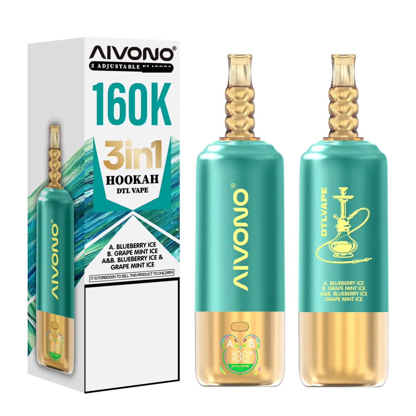 AIVONO DTLVAPE 3 In 1 160K Triple Taste DTL Shisha Hookah 160000 Puffs Disposable Vapes Wholesale Bulk Buy