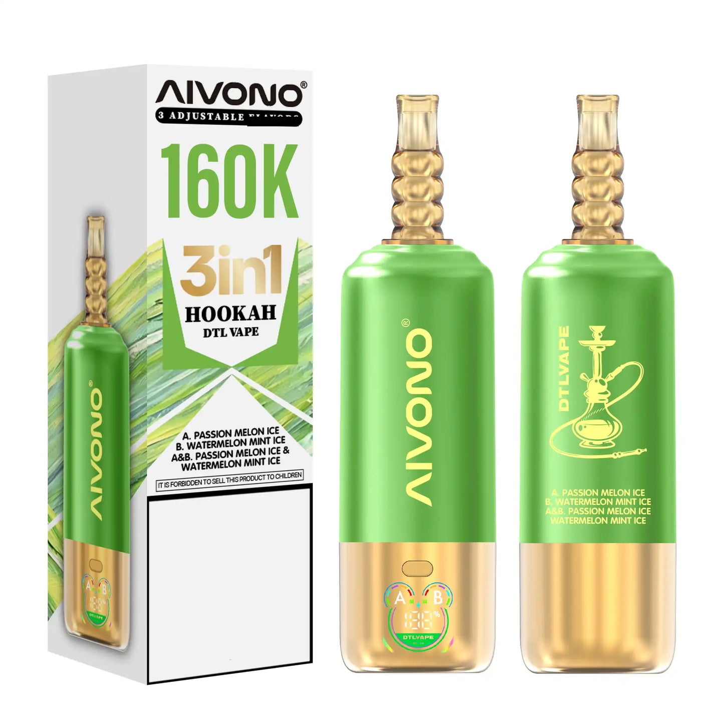 AIVONO DTLVAPE 3 In 1 160K Triple Taste DTL Shisha Hookah 160000 Puffs Disposable Vapes Wholesale Bulk Buy