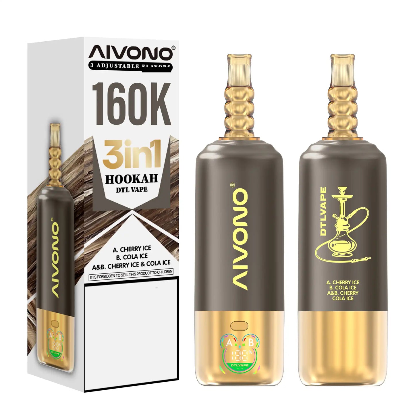 AIVONO DTLVAPE 3 In 1 160K Triple Taste DTL Shisha Hookah 160000 Puffs Disposable Vapes Wholesale Bulk Buy