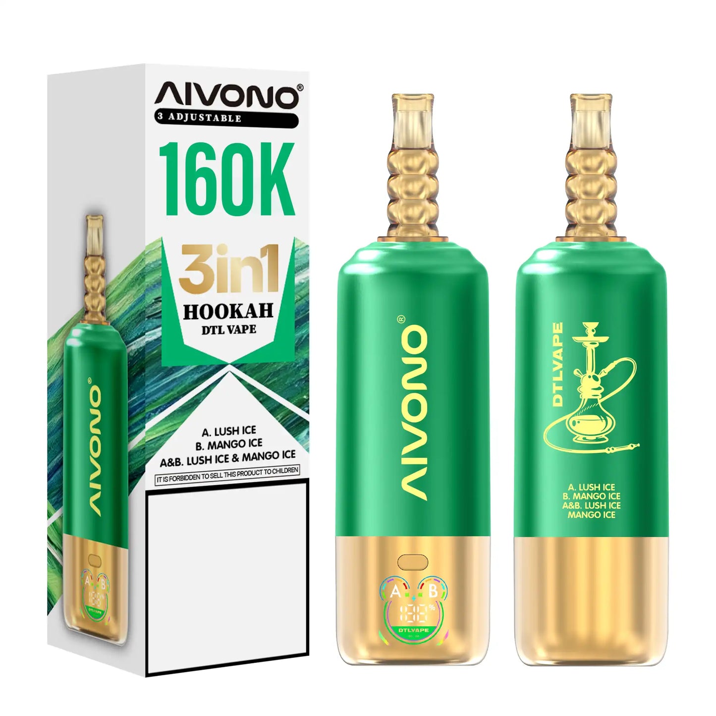 AIVONO DTLVAPE 3 In 1 160K Triple Taste DTL Shisha Hookah 160000 Puffs Disposable Vapes Wholesale Bulk Buy