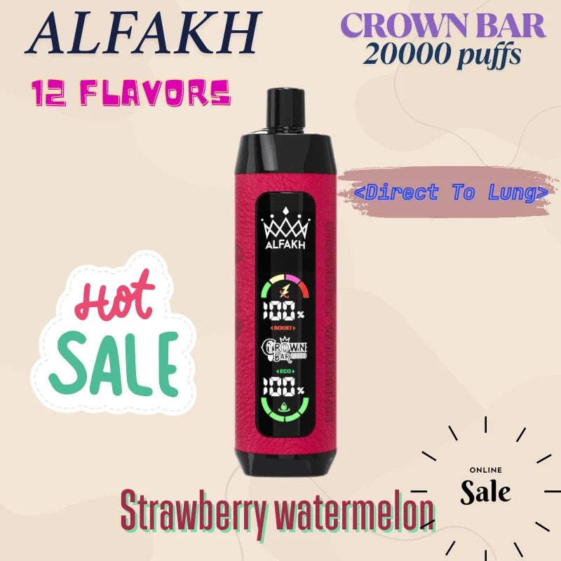 ALFAKH CROWN BAR 20K VAPE Wholesale Direct Price Hot Deal-850mAh battery. 20ml E-liquid. Multiple Nicotine 12 Flavors