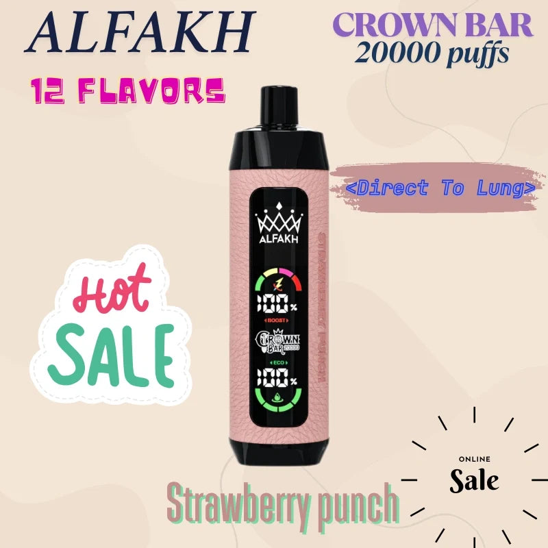 ALFAKH CROWN BAR 20K VAPE Wholesale Direct Price Hot Deal-850mAh battery. 20ml E-liquid. Multiple Nicotine 12 Flavors