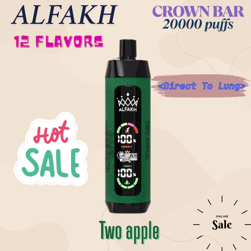 ALFAKH CROWN BAR 20K VAPE Wholesale Direct Price Hot Deal-850mAh battery. 20ml E-liquid. Multiple Nicotine 12 Flavors
