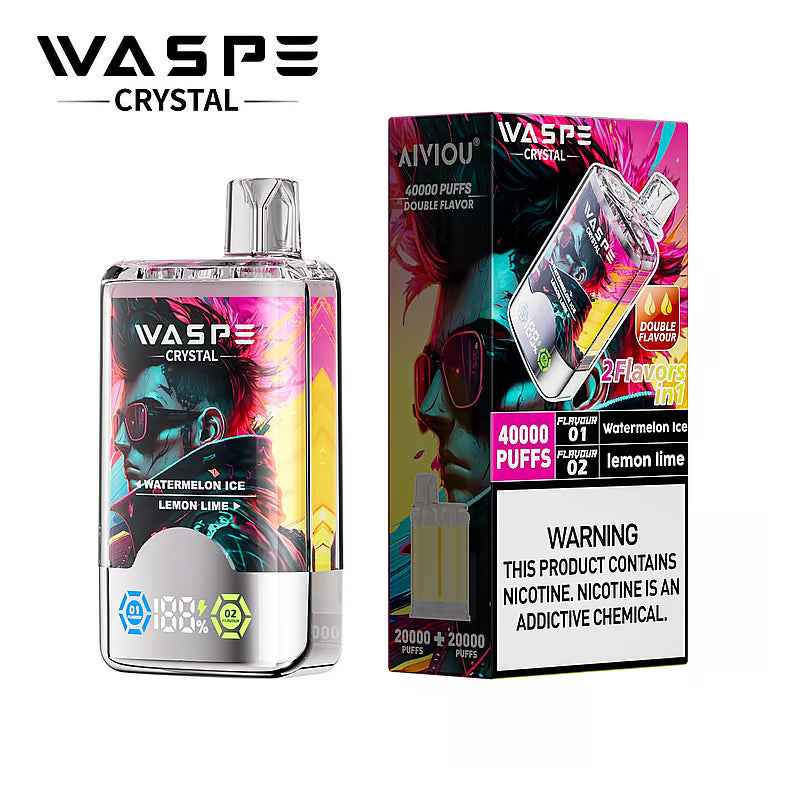WASPE Crystal 40000 Dual Flavors Disposable Vape 32ml  850mAh 12 Flavors