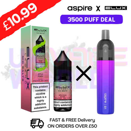 Apple Peach ELUX LEGEND Salz 3500 Züge x Aspire Einwegset