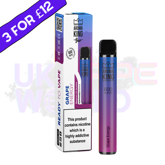 Grape Energy von Aroma King, 600 Züge, Einweg-E-Zigarette