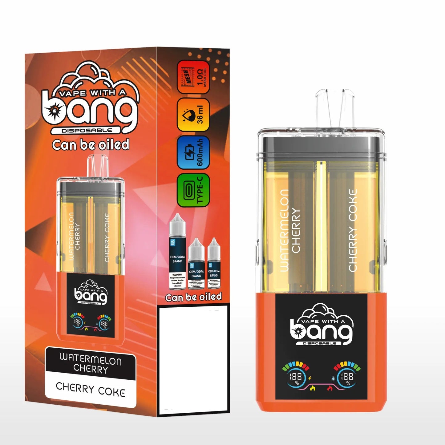 BANG Two Taste 60K 60000 Puffs High Capacity Smart Screen Rechargeable Disposable Vape Wholesale Bulk Buy