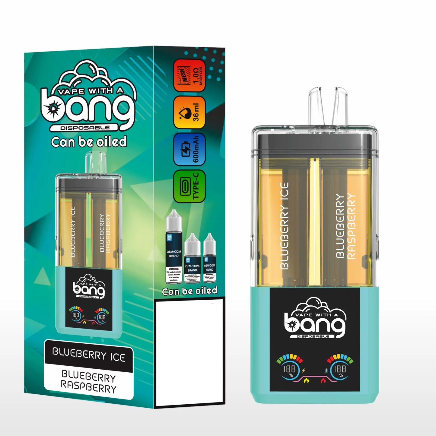 BANG Two Taste 60K 60000 Puffs High Capacity Smart Screen Rechargeable Disposable Vape Wholesale Bulk Buy