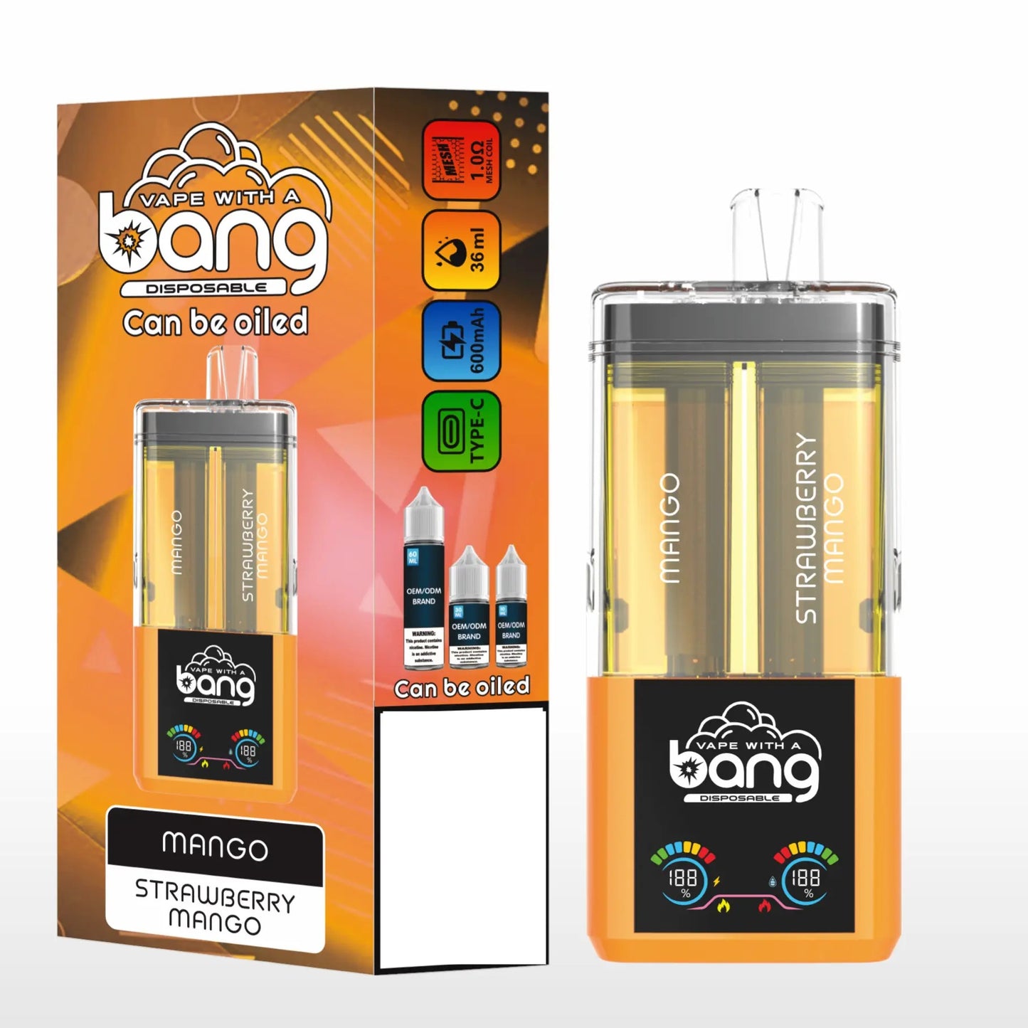 BANG Two Taste 60K 60000 Puffs High Capacity Smart Screen Rechargeable Disposable Vape Wholesale Bulk Buy