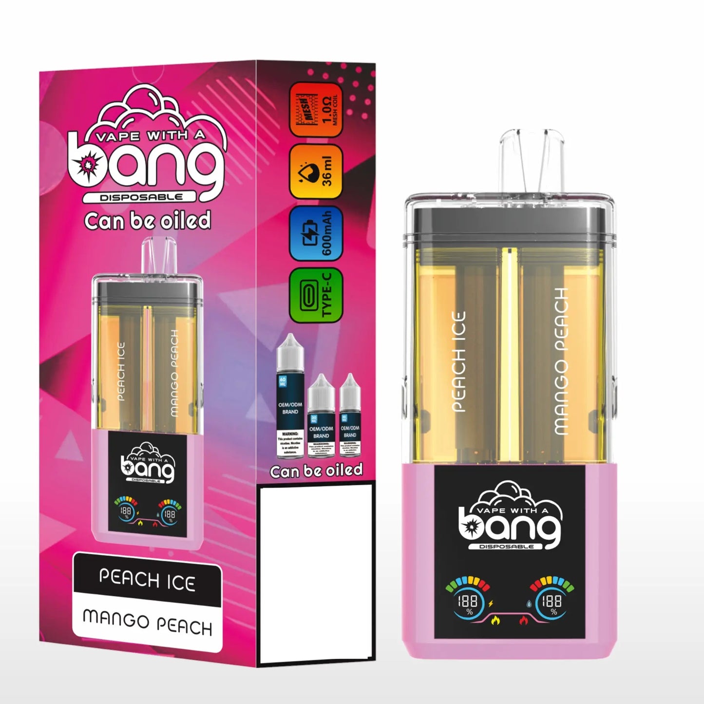 BANG Two Taste 60K 60000 Puffs High Capacity Smart Screen Rechargeable Disposable Vape Wholesale Bulk Buy