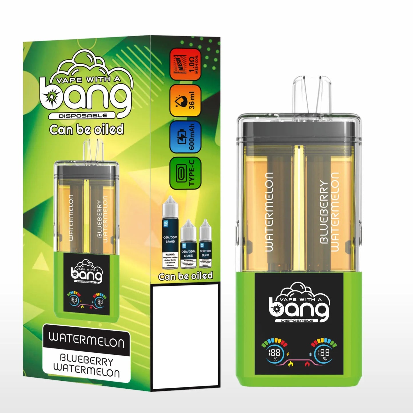 BANG Two Taste 60K 60000 Puffs High Capacity Smart Screen Rechargeable Disposable Vape Wholesale Bulk Buy