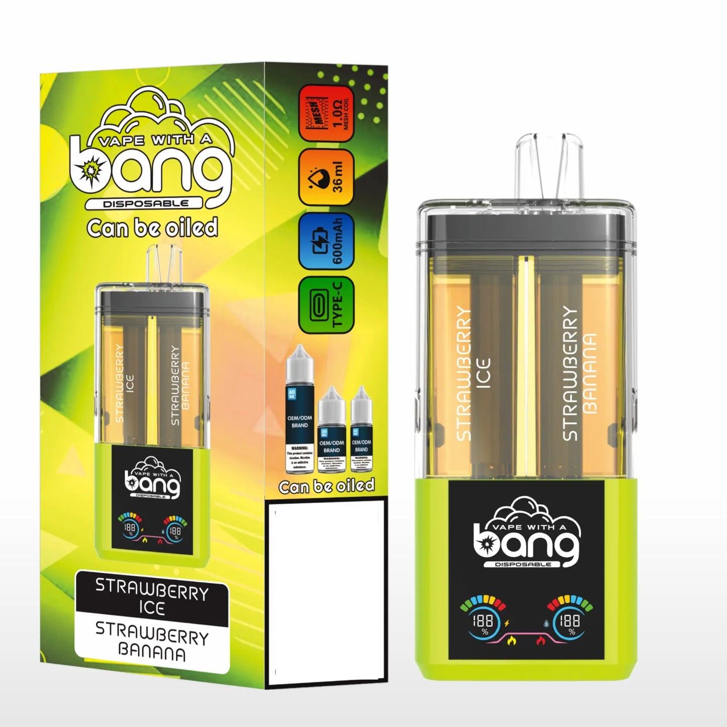 BANG Two Taste 60K 60000 Puffs High Capacity Smart Screen Rechargeable Disposable Vape Wholesale Bulk Buy