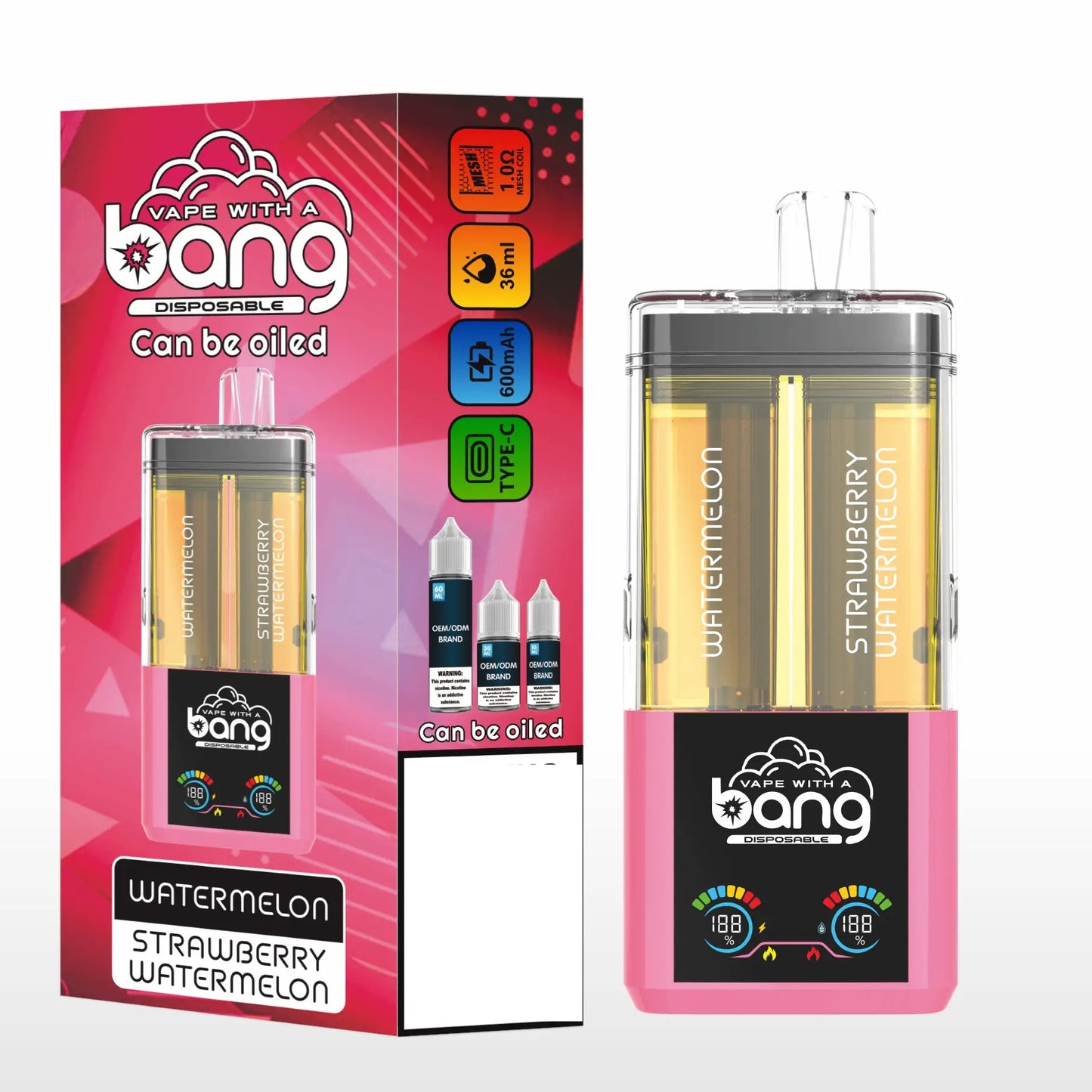 BANG Two Taste 60K 60000 Puffs High Capacity Smart Screen Rechargeable Disposable Vape Wholesale Bulk Buy