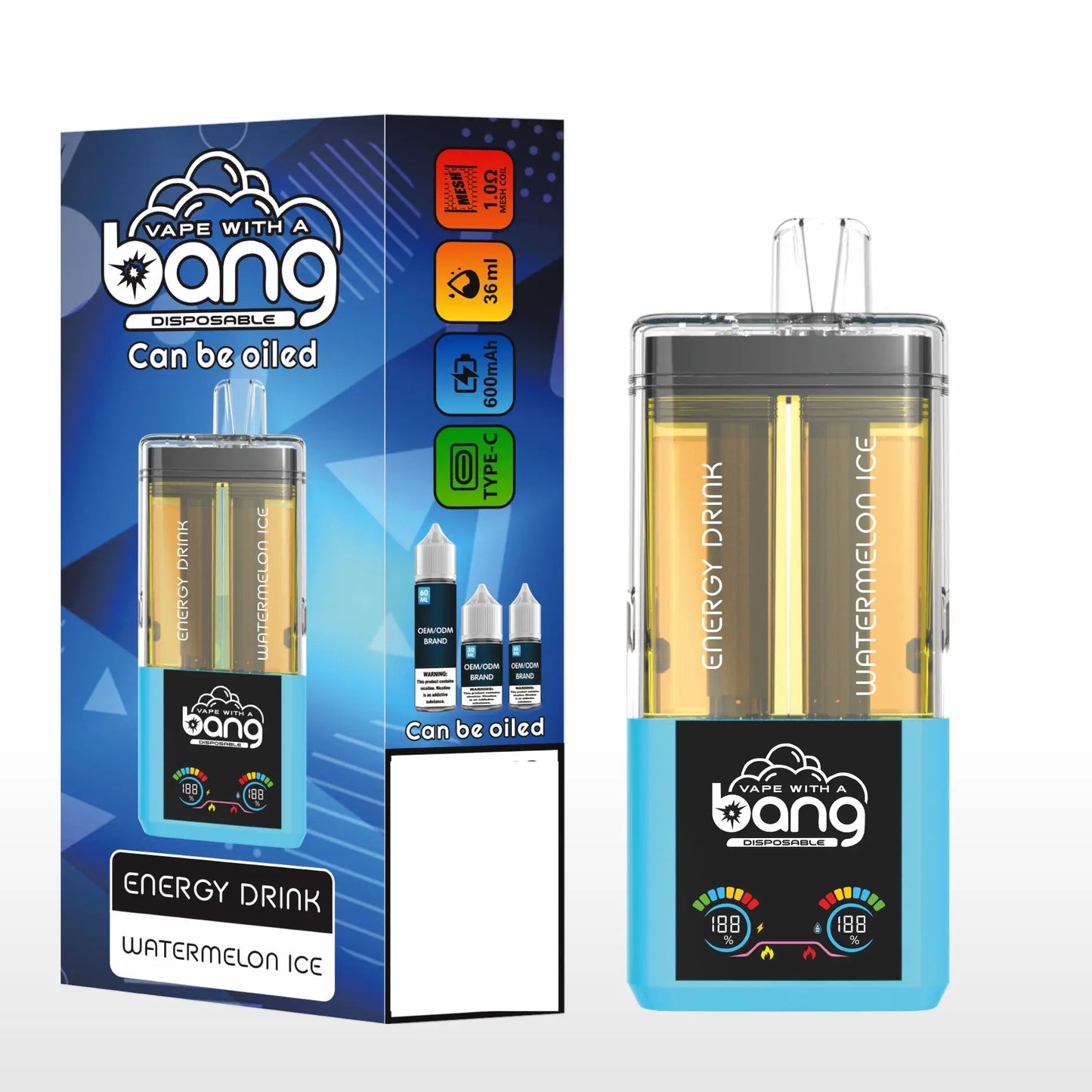BANG Two Taste 60K 60000 Puffs High Capacity Smart Screen Rechargeable Disposable Vape Wholesale Bulk Buy
