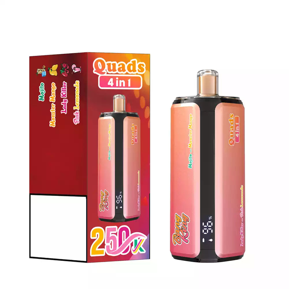 BANG KING 250K Puffs DSK074 Quads 4 In 1 Tastes Disposable Vapes Wholesale Bulk Buy 250000 Puffs Quad System Mesh Coil