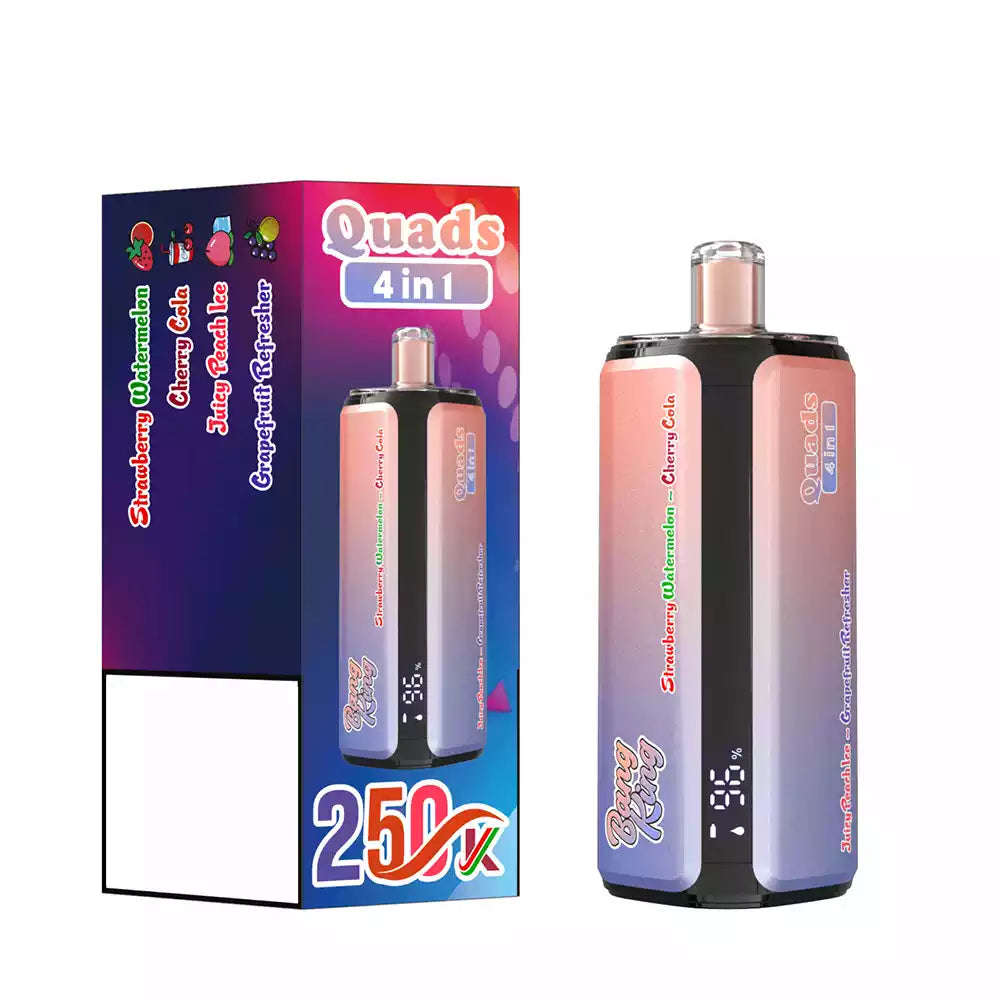 BANG KING 250K Puffs DSK074 Quads 4 In 1 Tastes Disposable Vapes Wholesale Bulk Buy 250000 Puffs Quad System Mesh Coil