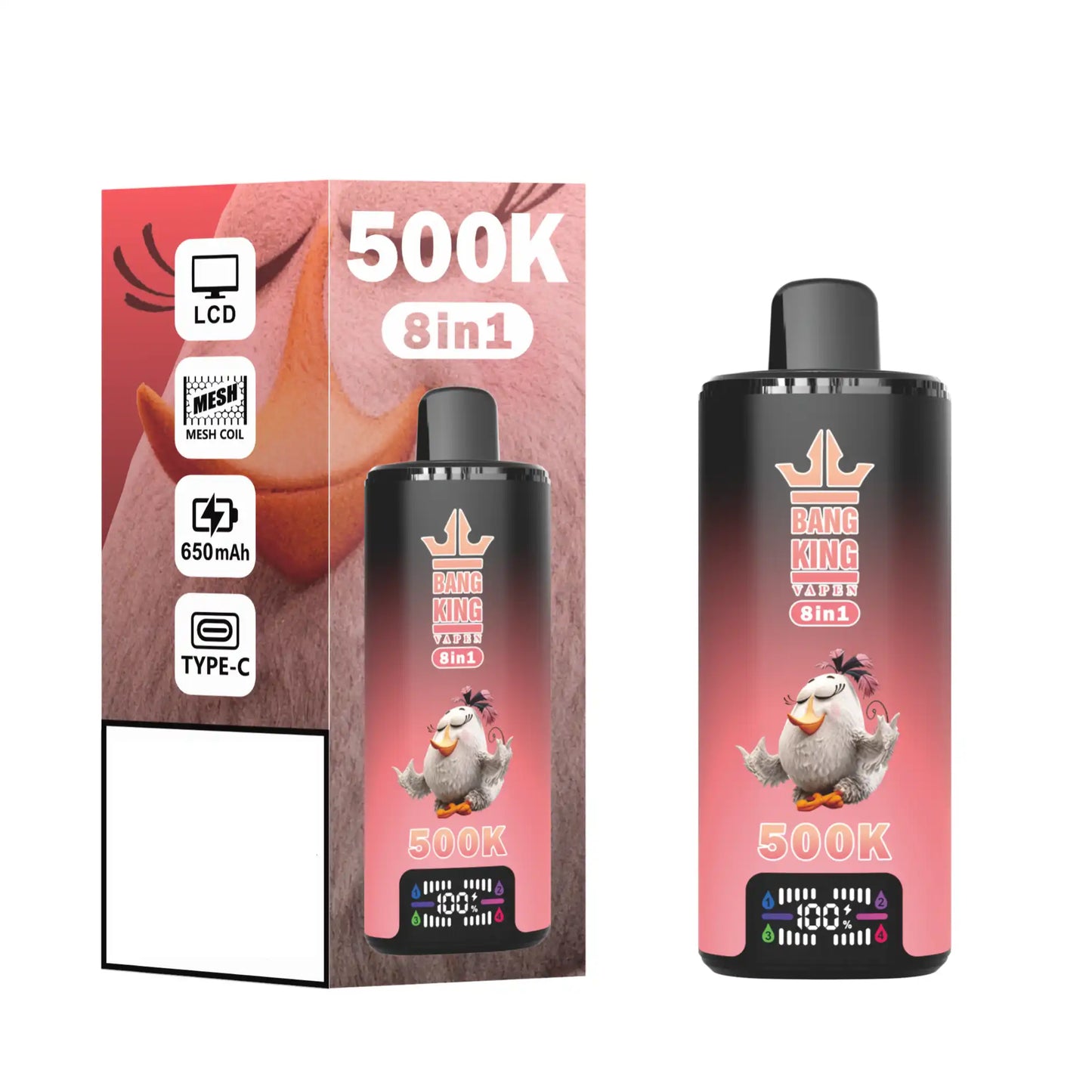 BANG KING 8 In 1 Tastes 500K DSK073 Premium Dual Mesh Coil Smart Display 500000 Puffs Disposable Vapes Wholesale Bulk Buy
