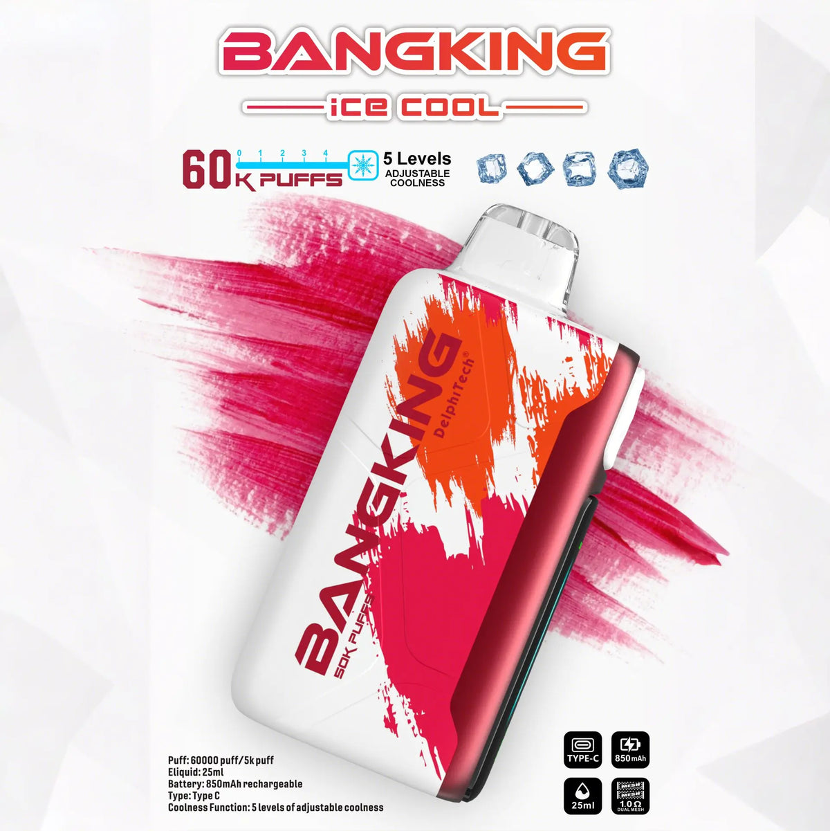 BANG KING 60000 Puffs DSK048 Ice Cool Bulk Buy 60K Rechargeable Disposable Vapes Wholesale