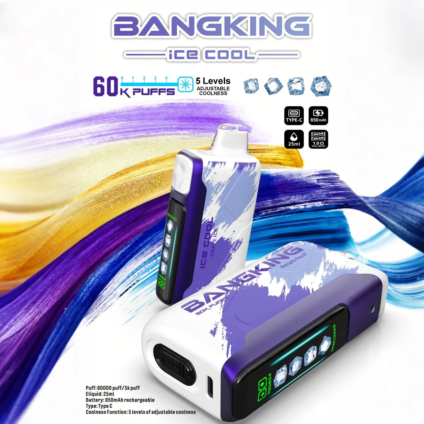 BANG KING 60000 Puffs DSK048 Ice Cool Bulk Buy 60K Rechargeable Disposable Vapes Wholesale