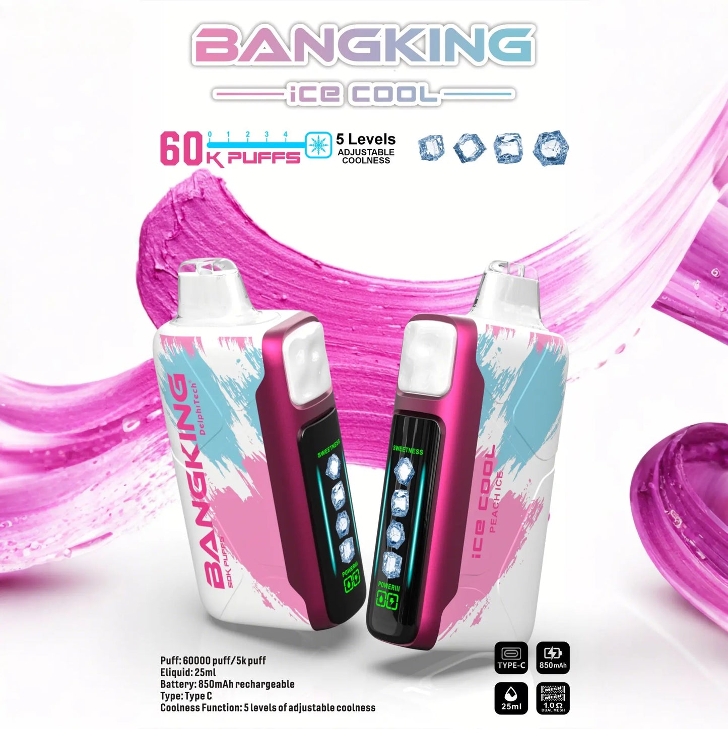 BANG KING 60000 Puffs DSK048 Ice Cool Bulk Buy 60K Rechargeable Disposable Vapes Wholesale