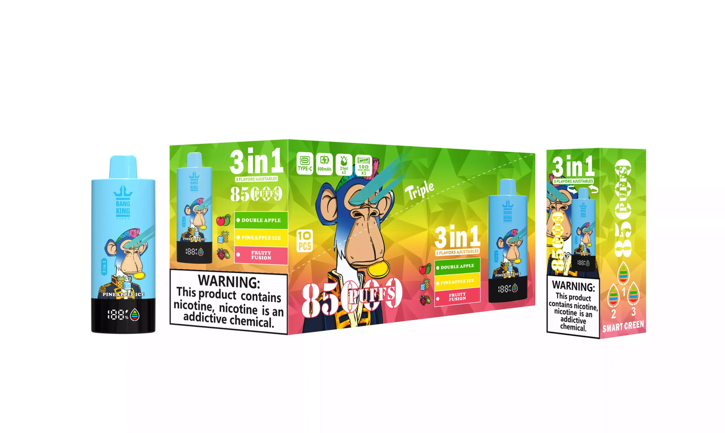 BANG KING 85000 85K Puffs DSK052 3-in-1 Tastes Bulk Buy Rechargeable Disposable Vapes Wholesale