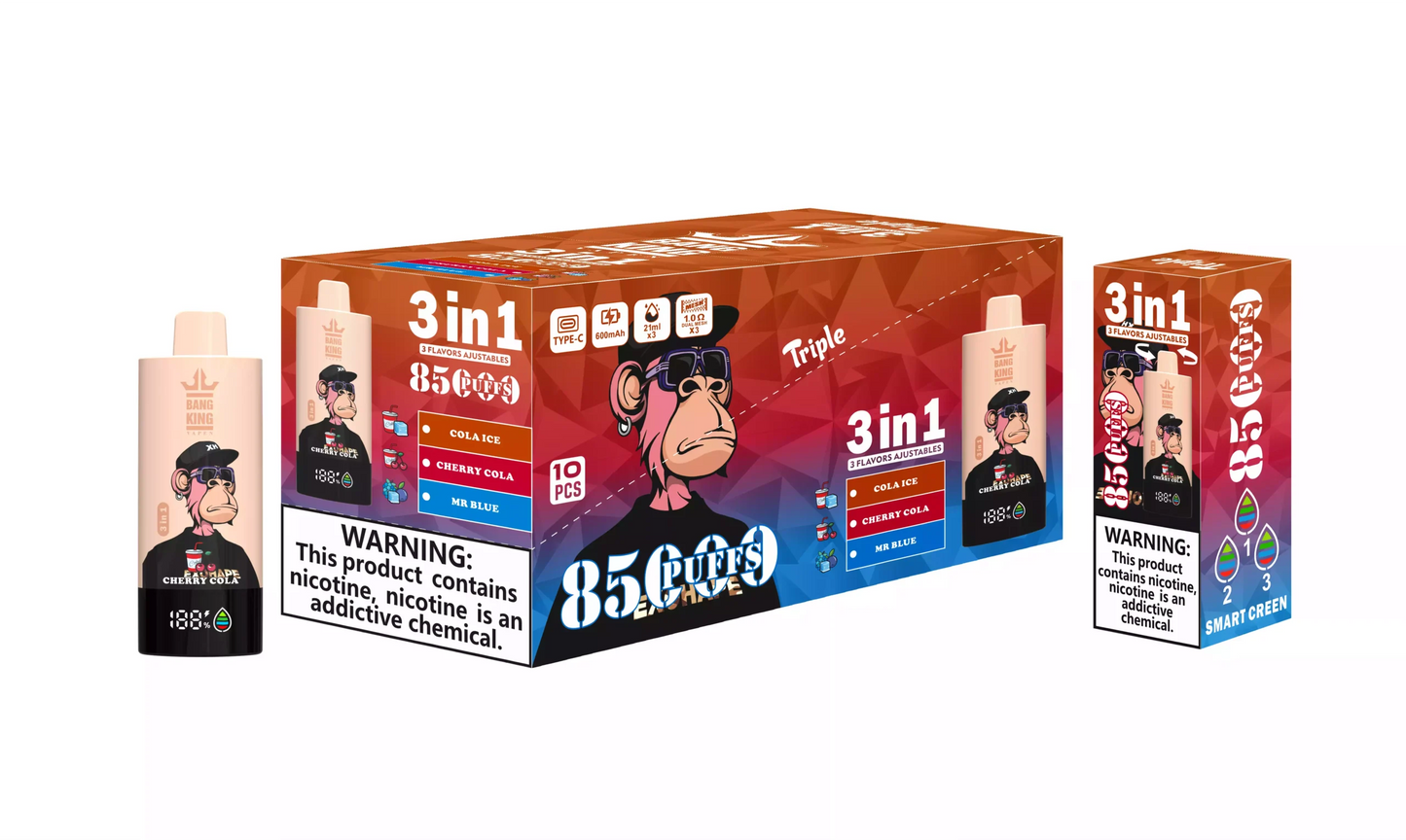 BANG KING 85000 85K Puffs DSK052 3-in-1 Tastes Bulk Buy Rechargeable Disposable Vapes Wholesale