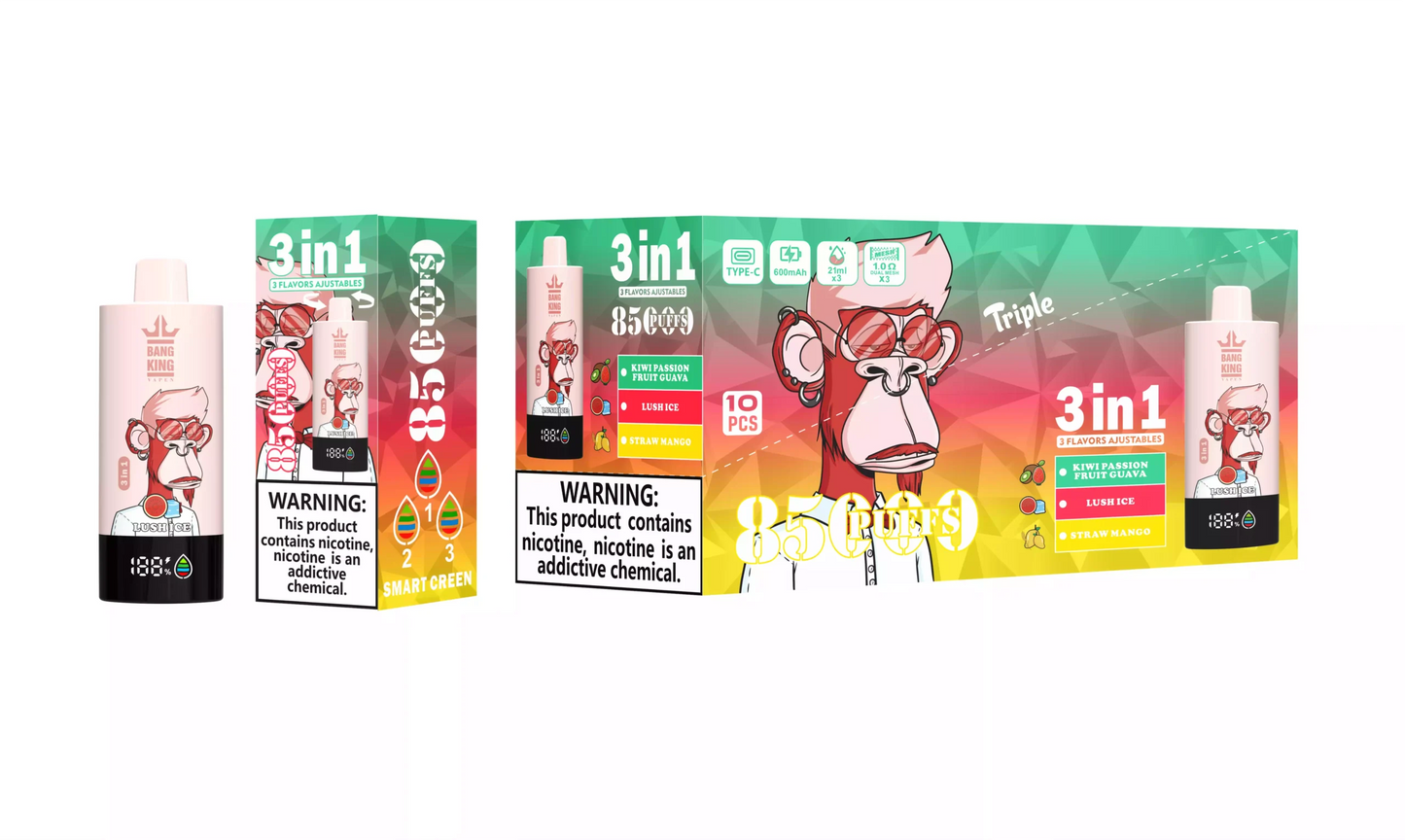 BANG KING 85000 85K Puffs DSK052 3-in-1 Tastes Bulk Buy Rechargeable Disposable Vapes Wholesale