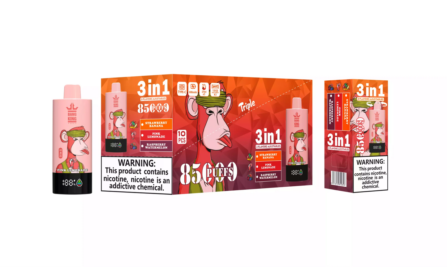 BANG KING 85000 85K Puffs DSK052 3-in-1 Tastes Bulk Buy Rechargeable Disposable Vapes Wholesale