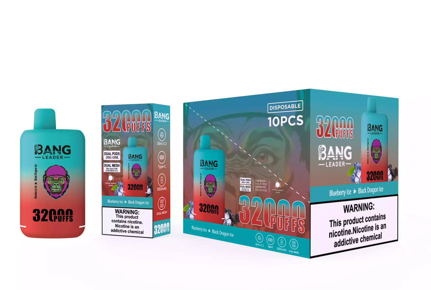 BANG LEADER 32000 Puffs Dual Tastes Bulk Buy Rechargeable Disposable Vapes Wholesale