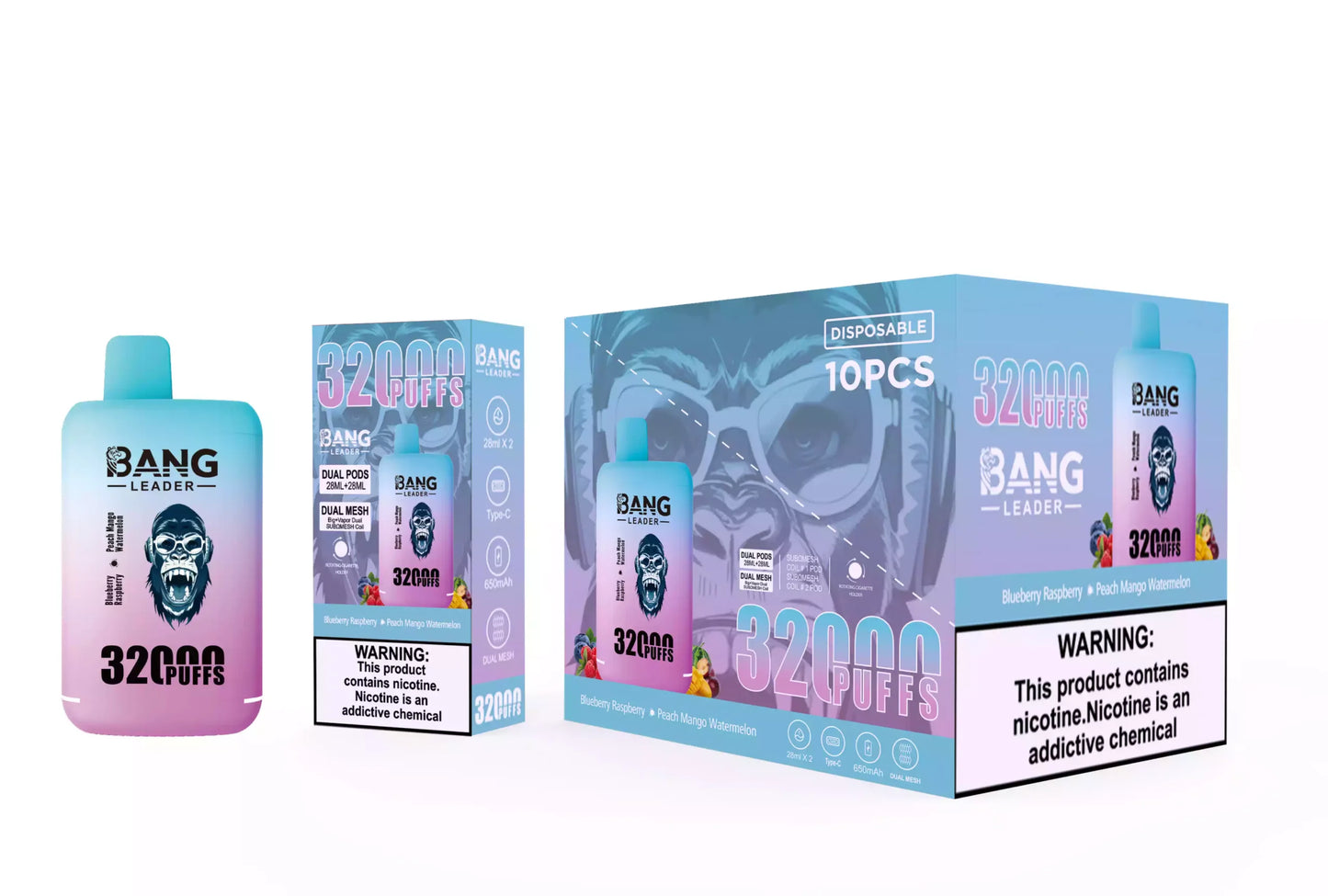 BANG LEADER 32000 Puffs Dual Tastes Bulk Buy Rechargeable Disposable Vapes Wholesale