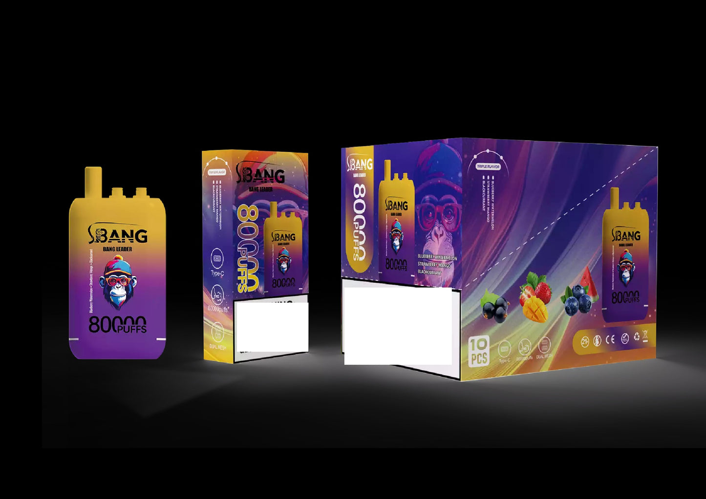 BANG LEADER 80000 Puffs 3 Tastes Rechargeable Disposable Vape BulK Buy Wholesale