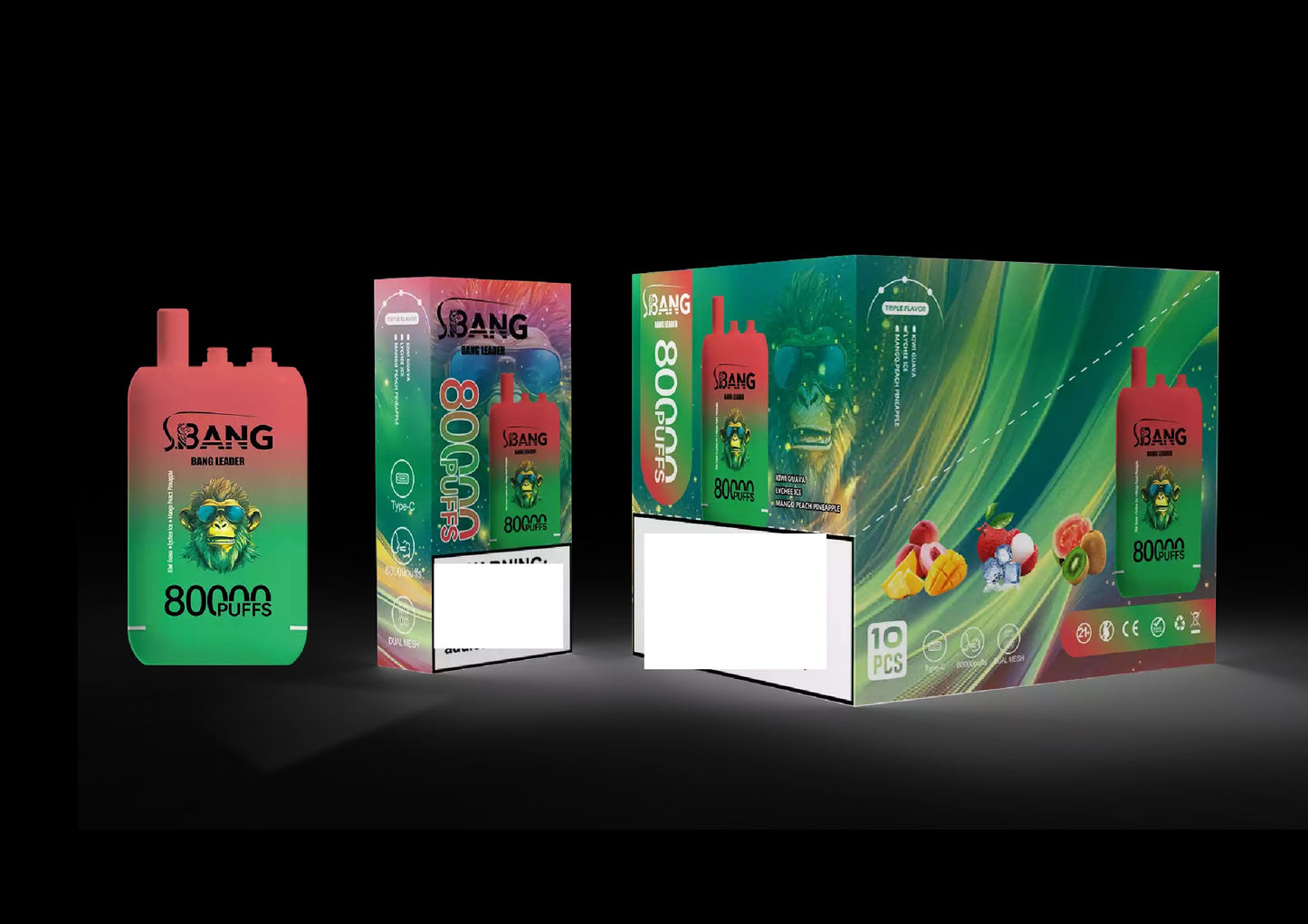 BANG LEADER 80000 Puffs 3 Tastes Rechargeable Disposable Vape BulK Buy Wholesale