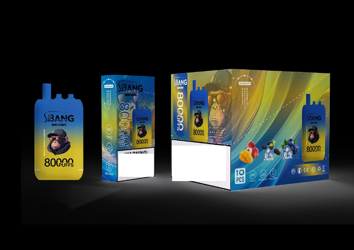 BANG LEADER 80000 Puffs 3 Tastes Rechargeable Disposable Vape BulK Buy Wholesale