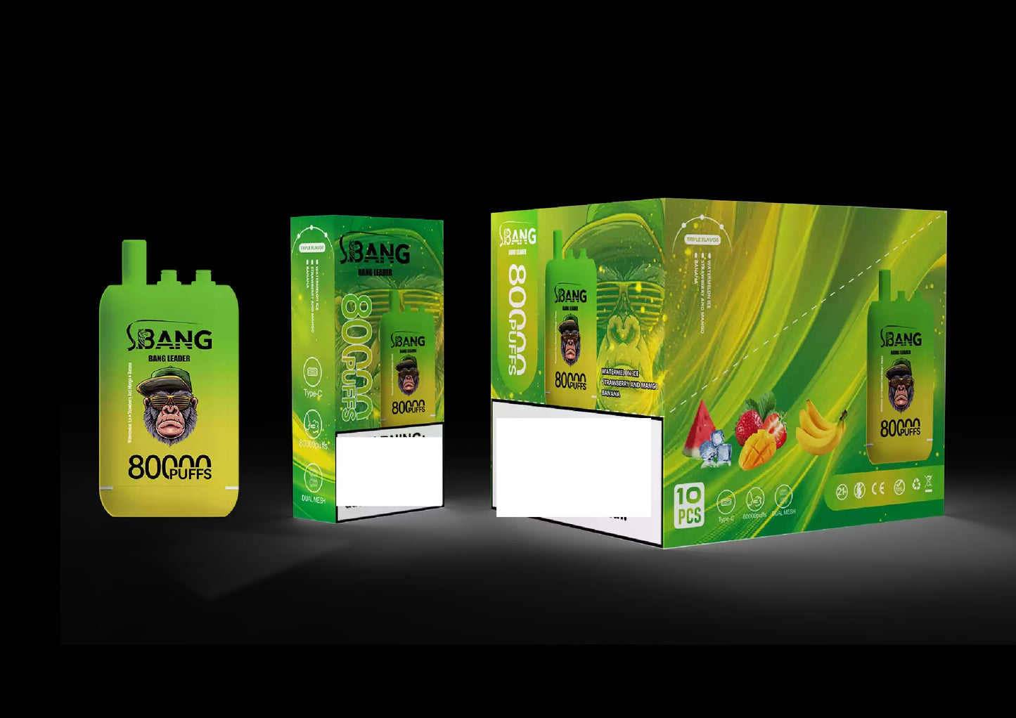 BANG LEADER 80000 Puffs 3 Tastes Rechargeable Disposable Vape BulK Buy Wholesale