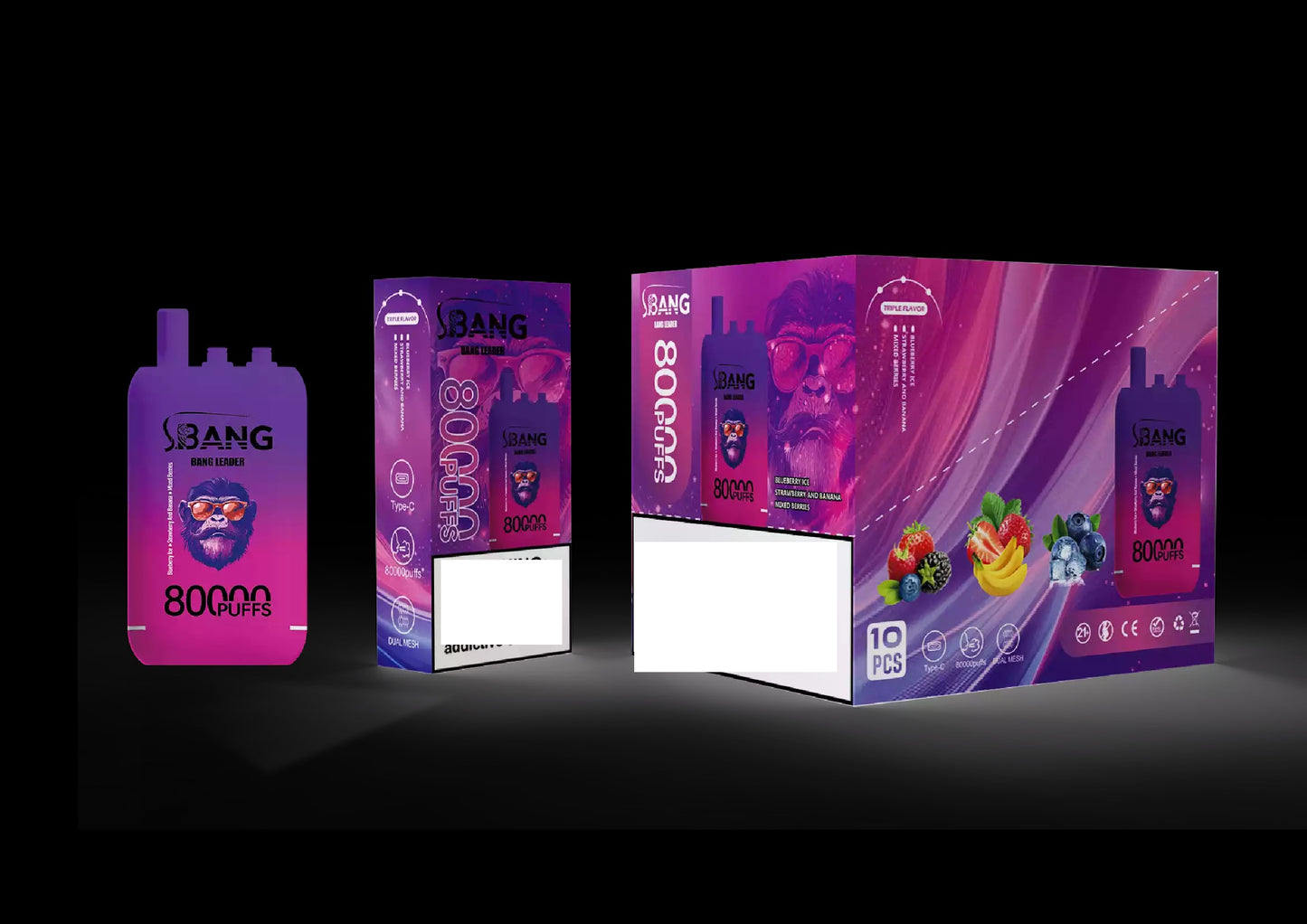 BANG LEADER 80000 Puffs 3 Tastes Rechargeable Disposable Vape BulK Buy Wholesale