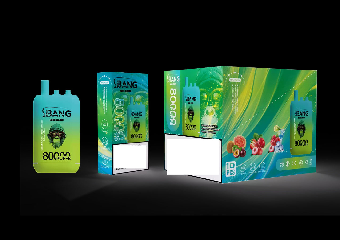 BANG LEADER 80000 Puffs 3 Tastes Rechargeable Disposable Vape BulK Buy Wholesale