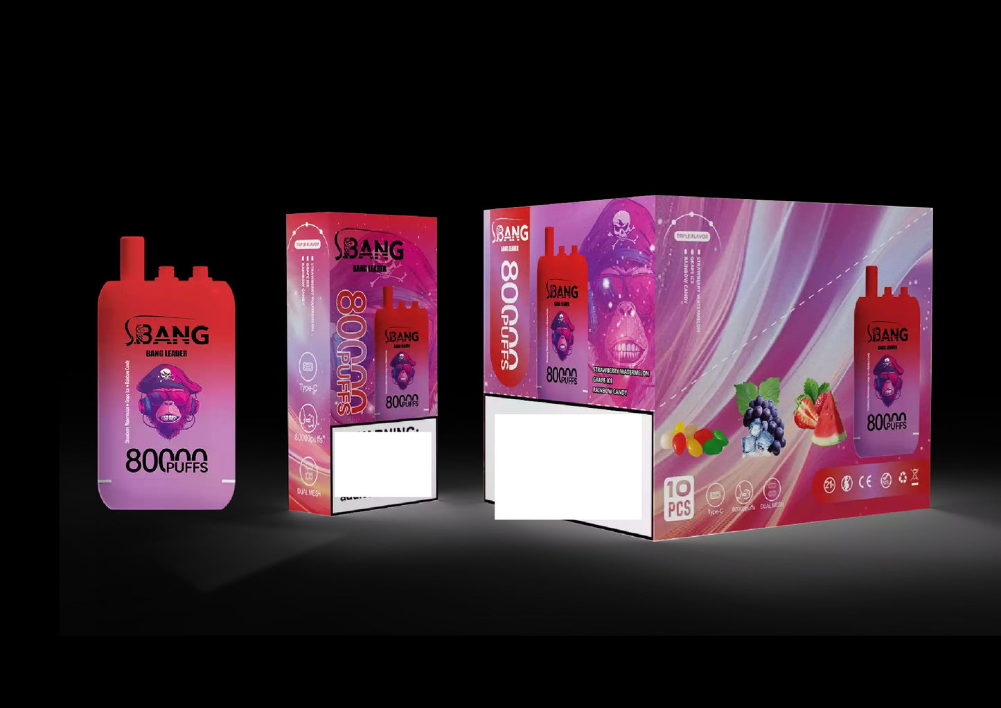 BANG LEADER 80000 Puffs 3 Tastes Rechargeable Disposable Vape BulK Buy Wholesale