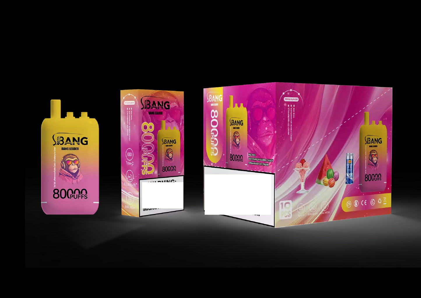 BANG LEADER 80000 Puffs 3 Tastes Rechargeable Disposable Vape BulK Buy Wholesale