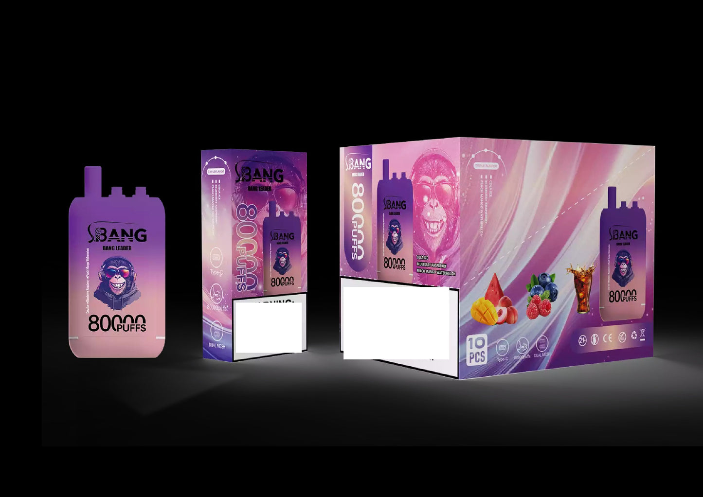 BANG LEADER 80000 Puffs 3 Tastes Rechargeable Disposable Vape BulK Buy Wholesale