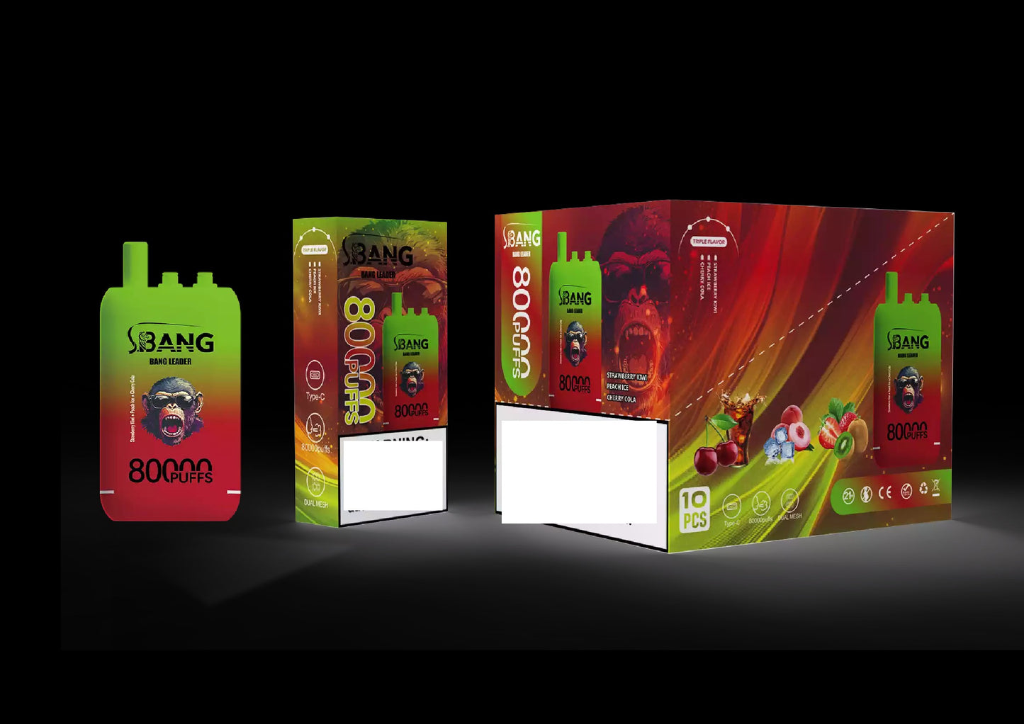 BANG LEADER 80000 Puffs 3 Tastes Rechargeable Disposable Vape BulK Buy Wholesale