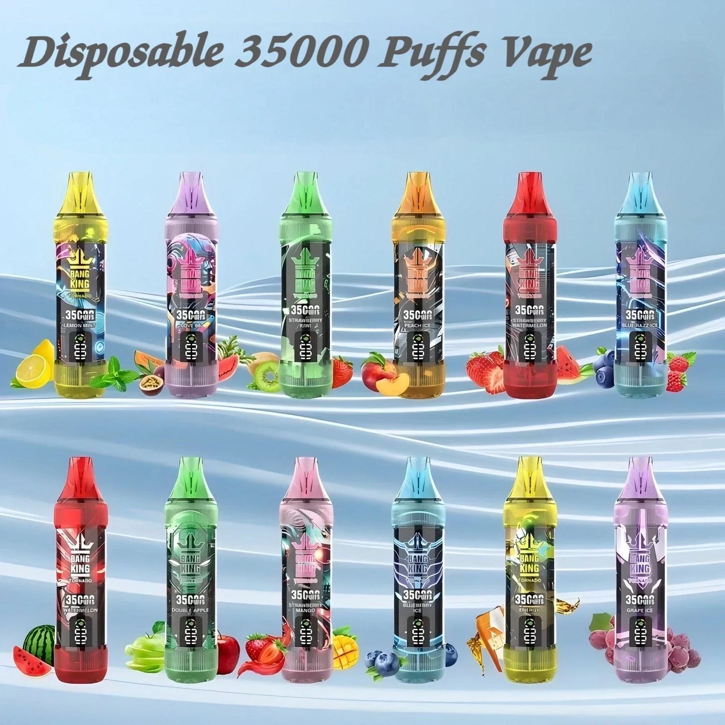 BANGKING 35000 PUFFS Bulk Sale Cheaper Disposable Tornado Vape-1000mAh Battery. 23ml E-liquid. Multiple Nicotine 10 Flavors
